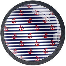 Red Ship Anchor Pattern Marine White Stripe Pomelli per Porta Set di 4 Pomelli per Mobili Manopole per Cassetti Cucina Armadio Vetro