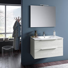 sodani Mobile da Bagno Sospeso con Lavabo Specchio e Lampada a LED Luna Bianco Rè di Londra