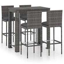 vidaXL Set Bar da Giardino 5 pz con Cuscini in Polyrattan Grigio
