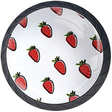 Fragole Su Bianco Pomelli per Porta Set di 4 Pomelli per Mobili Manopole per Cassetti Cucina Armadio Vetro