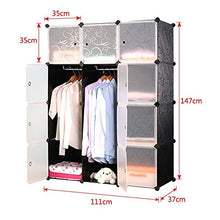 MCTECH Sistema di Scaffali Armadi Armadio Scaffale DIY per Indumenti, Scarpe, Giocattoli e Libri (12 cubo, Nero)