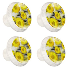 Maniglie per cassetti Manopole per cassetti Manopole rotonde Confezione da 4 per armadietto, cassetti, cassettiere, cassettiere ecc - Fiori Floreali WatercolStriped