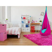 SAMAY Amaca per Bambini per Interni ed Esterni - Sedia a Dondolo con Cuscino - Kit Completo - per Cameretta e All'aperto - Rosa e Turchese