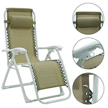 Sedia sdraio pieghevole esterno reclinabile - zero gravity con poggiatesta per il tuo relax (Bianco - tortora)
