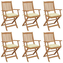 vidaXL Sedie da Giardino Pieghevoli 6 pz con Cuscini Massello Acacia