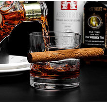 Sweetrl - Bicchiere rotondo per sigari e whisky, con porta sigari, in vetro, per casa, bar, bicchieri