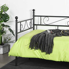 LiePu Letto Singolo Divano Letto Moderno Struttura Letti in Metallo per Bambini o Adulti - 90 × 200 CM, Nero