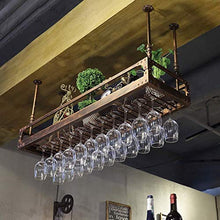 DJSMjbj - Scaffale galleggiante da parete, porta bicchiere da vino, altezza regolabile, bottiglia di vino rustica, da soffitto, Marrone, 120×35cm