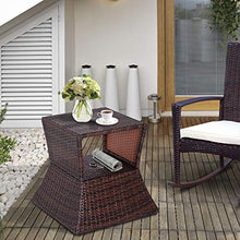 Outsunny Tavolino da Giardino con Ripiano Inferiore e Foro per Ombrellone da 4.5cm in Rattan 54x54x55cm Marrone