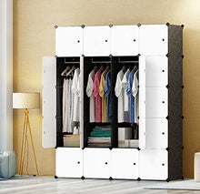 JOISCOPE Guardaroba, Armadio Portatile per Camera da Letto, Scatola di immagazzinaggio, Armadio componibile in plastica con pensili, Bianco e Nero(20 cubi)