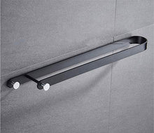 Portasciugamani portasciugamani ventosa in alluminio nero opaco con due ganci, lunghezza 55 cm argento