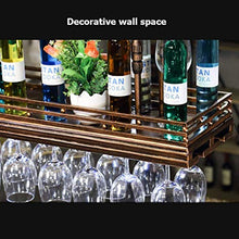 LWW Wine Rack, Rack Vintage Wine Wall Metallo Ferro Magazzinaggio soffitto Wall Hanging vino Champagne Bicchiere Bicchiere da vino Calice cremagliera Wine Glass,80 * 27cm