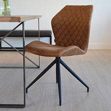 Damiware Rocky – Set di 2 sedie sala da pranzo Comfort rivestimento in tessuto (Cognac)