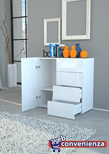 Web Convenienza Mare Credenza 1 Anta e 4 Cassetti Bianco Laccato Lucido