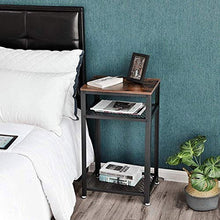 Comodino da notte in stile industriale, con 2 ripiani in rete, per camera da letto, soggiorno, 44 x 33 x 75 cm