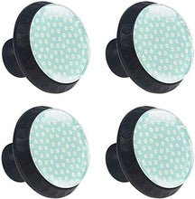 Little White Daisy Pattern Verde chiaro Pomelli per Porta Set di 4 Pomelli per Mobili Manopole per Cassetti Cucina Armadio Vetro