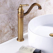 HYY-YY - Rubinetto antico per lavabo con miscelatore rotante in ottone massiccio monovasca, lavabo, lavandino con tubi caldi e freddi