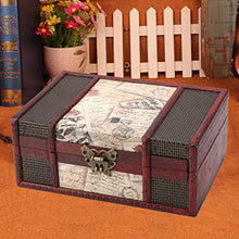 Oumefar Custodia per Gioielli Custodia per Gioielli in Stile Antico in Legno per Decorazioni di Compleanno(Stamp with Lock)