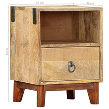 mewmewcat Comodino in Legno Massello di Mango Grezzo 40x30x52 cm