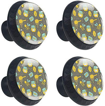 Honey Drip Jar Hive Bee Gray Dot Pattern Pomelli per Porta Set di 4 Pomelli per Mobili Manopole per Cassetti Cucina Armadio Vetro