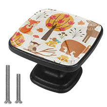 4 PCS Pomelli per Porta,Pomolo per Mobile,Pomelli per Mobili con Viti,Maniglia per Armadietto,Pomelli per Porta,Pomelli per Cassetti per Porta,Armadio,Cassetto e Credenza,Auntum Fox Owl Bear Rabbit