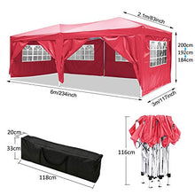 3x6 M Gazebo da Giardino Impermeabile Pieghevole Tendone Giardino con 4 Laterali - Antipioggia - Resistente ai Raggi UV (Rosso- 3x6 M)