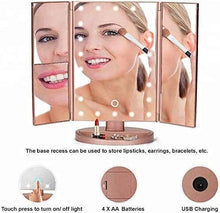Specchio per vanità con 22 luci a LED Touch Screen Magnificazione Regolabile USB o Batteria a Batteria