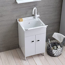 Kiamami Valentina LAVATOIO LAVANDERIA 50X50 CM CON MOBILE BIANCO LUCIDO E ASSE INCLUSA