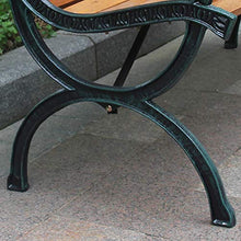 Panchina da giardino per terrazza da esterno panchina da parco, sedia per veranda esterna resistente alle intemperie a 3 posti con braccioli e schienale, struttura in ghisa e durevoli sedili a doghe