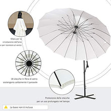 Outsunny Ombrellone Decentrato da Giardino Φ296cm, Ombrellone a Braccio per Esterni Bianco Crema con Base a Croce