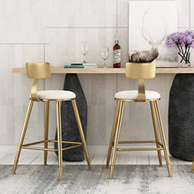 YS Sedia con Schienale in Metallo Highgold Cuscino in Stoffa Moderna Sala da Pranzo,Bianca,65 cm