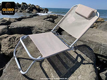 GLOBOLANDIA Spiaggina a 3 Posizioni in Alluminio e Textilene Ecru 685974 con Cuscino, 3 Cinghie Elastiche