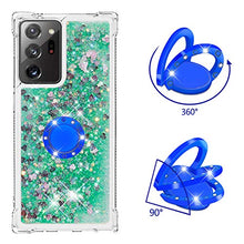 Custodia Samsung Galaxy Note 20 Ultra 4G-5G Squillo della Base del Telefono TPU Brillantini Diamond Liquido Telefono Bumper Case（Amore Verde）
