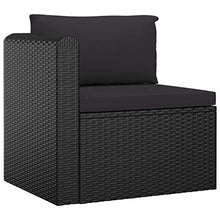 Tidyard Set Divani da Giardino 7 pz con Cuscini in Polyrattan Nero, Set divani da Giardino da Esterno, Divano angolare da Giardino