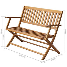 Cikonielf Panca da Giardino Pieghevole 110 x 63 x 79 cm Panchina Terrazzo in Legno Massello d'Acacia per 2 Persone