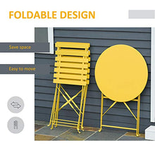 Set Tavolino e 2 Sedie Pieghevoli da Giardino in Metallo Giallo