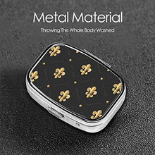 Pillola Box – Personalizzato Fiore Antico Modello Fleurdelys Pill Boxes, Portatile Rettangolare Metallo Argento Pillole Caso Compatto 2 Spazi Pillola Custodie per Viaggio/Tasca/Borsa