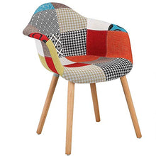 N/A Set di 2 poltrone patchwork con schienale morbido e moderno tessuto di lino per soggiorno, sala da pranzo, camera da letto (rosso)