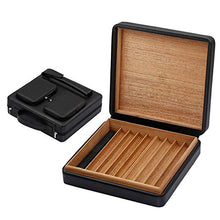 VIY Cigar Humidor, Humidor Cigar Box, Storage Case A Mano Cedar Cigar, Rivestito in Pelle Reale, Legno di Cedro Portatile, Contiene 8 Sigari (Nero)