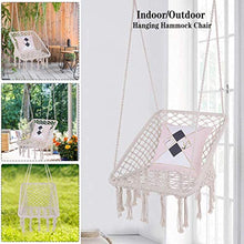 Sedia pensile Sedia a Battente Amaca, Appeso Biancheria di Cotone Macrame Swing, Square Sedie a Sospensione comode per Interni/Esterni/Casa/Patio/Metallica