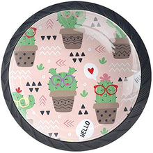Simpatici occhiali da sole Cactus Pot Cartoon Art Pomelli per Porta Set di 4 Pomelli per Mobili Manopole per Cassetti Cucina Armadio Vetro