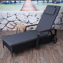 Mendler Lettino Regolabile da Esterno Carrara Alluminio polyrattan Antracite con Cuscino Grigio