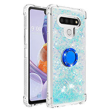 Custodia LG Stylo 6 Squillo della Base del Telefono TPU Brillantini Diamond Liquido Telefono Bumper Case （Stelle Blu Fluorescenti）