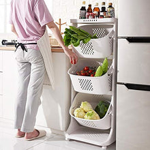 LYM &ripiano di stoccaggio Mensole da Cucina, da Terra di Frutta e Verdura Bagagli Shelf -3 Strato Scaffale di Finitura