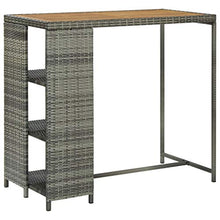FAMIROSA Tavolo da Bar con Ripiani Grigio 120x60x110 cm in Polyrattan-3479