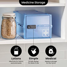 Lockabox One™ | Contenitore con serratura compatto e igienico per alimenti, medicinali e sicurezza della casa (Medi Blue)