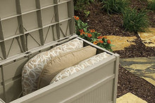 Deck box, resina, 41 W x 21D x 22H, 50-gallon, tortora