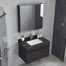 Set di Mobiletti Specchio e Lavabo Mobile da Bagno Mobile lavabo da Parete Combinato Combinazione Bagno Vanity Mirror Armadietto (Color : Black, Size : 50x60x48cm)