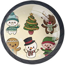Albero di Natale Pupazzo di neve Renna Elfo Gingerbread Man Camera da letto Pomelli per Porta Set di 4 Pomelli per Mobili Manopole per Cassetti Cucina Armadio Vetro