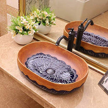 ZWJ Lavabo da Bagno Ovale in Ceramica Retro Controsoffitto Bacino Lavabo Adatto for Vari Stili